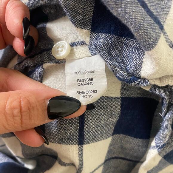 J.Crew Women's Plaid Blue Women Long Sleeve V-Neck Blouse Large - Picture 6 of 6